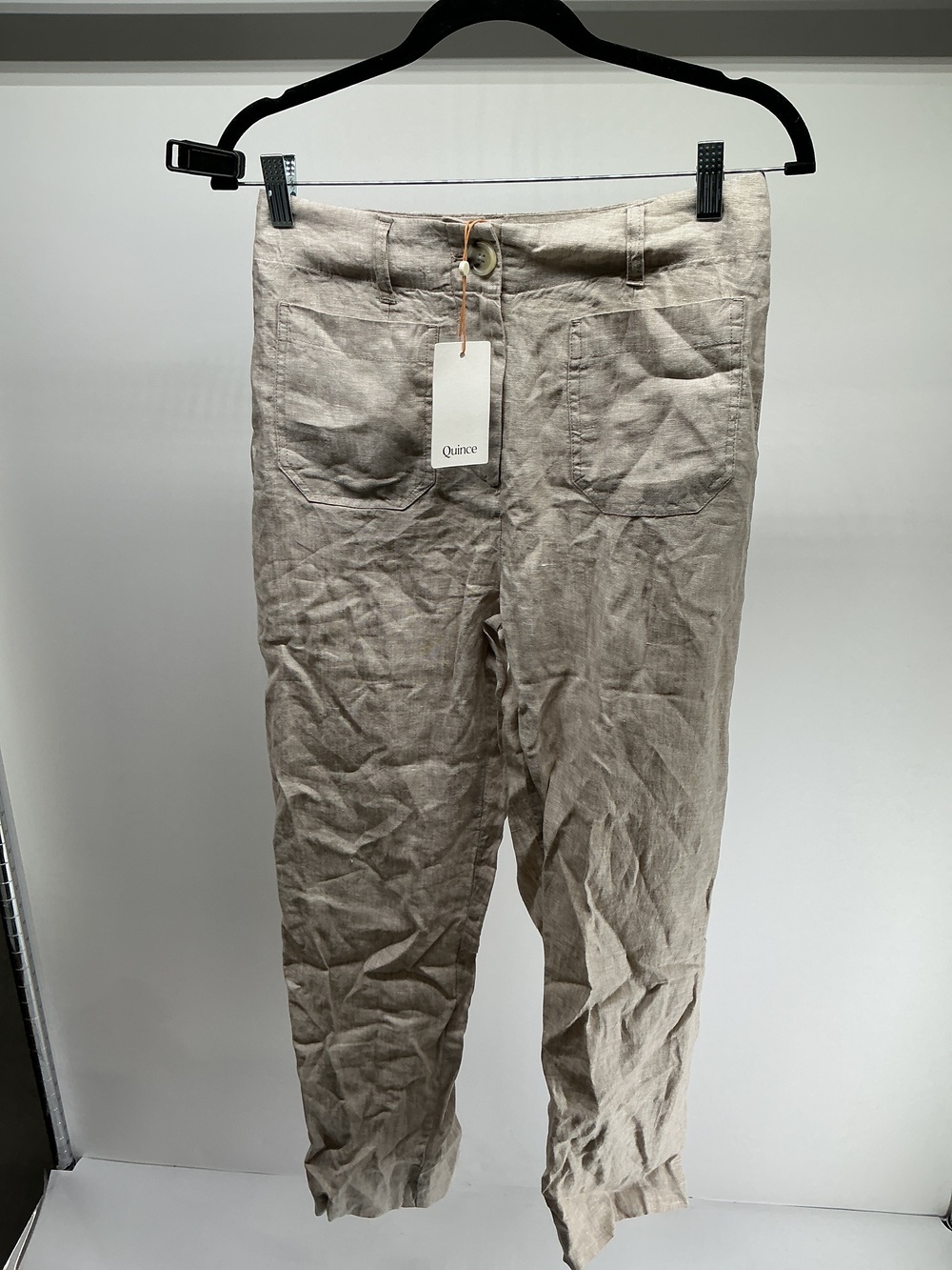 100% European Linen Patch Pocket Wide Leg Pants - 28"